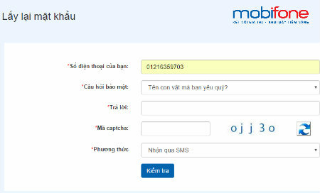 Thao tác lấy mật khẩu MobiFone Portal