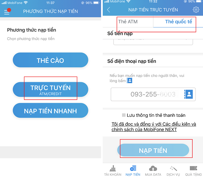 cach nap tien truc tuyen mobifone