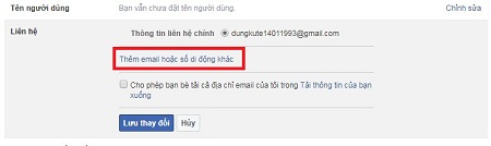 Cach thay doi so dien thoai va email su dung dang ky facebook