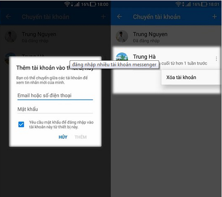 Meo dang nhap nhieu tai khoan tren Messenger Meo dang nhap nhieu tai khoan tren Messenger