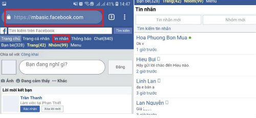 cach nhan tin Facebook tren dien thoai khong can messenger