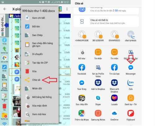 Cach gui file qua messenger tren dien thoai