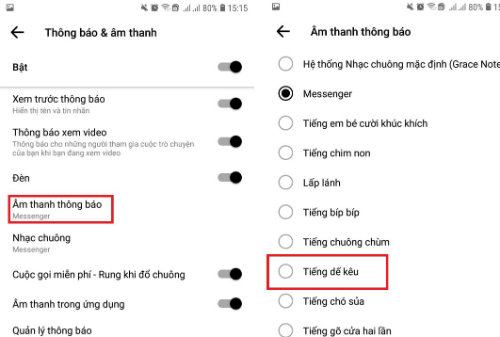 doi nhac chuong messenger iphone