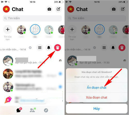 Cách ẩn cuộc trò chuyện trên Messenger bằng điện thoại