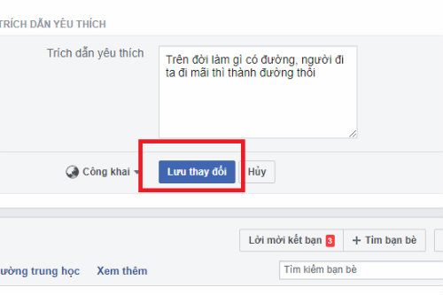 chinh sua cau trich dan yeu thich tren facebook
